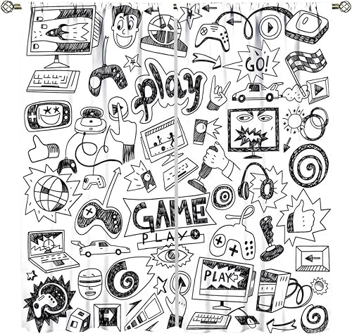 Miniatura 8 de Cortinas de videojuegos para niños, controlador de videojuegos, tratamiento de ventana para adolescentes, dormitorio, sala de estar, juego de 2