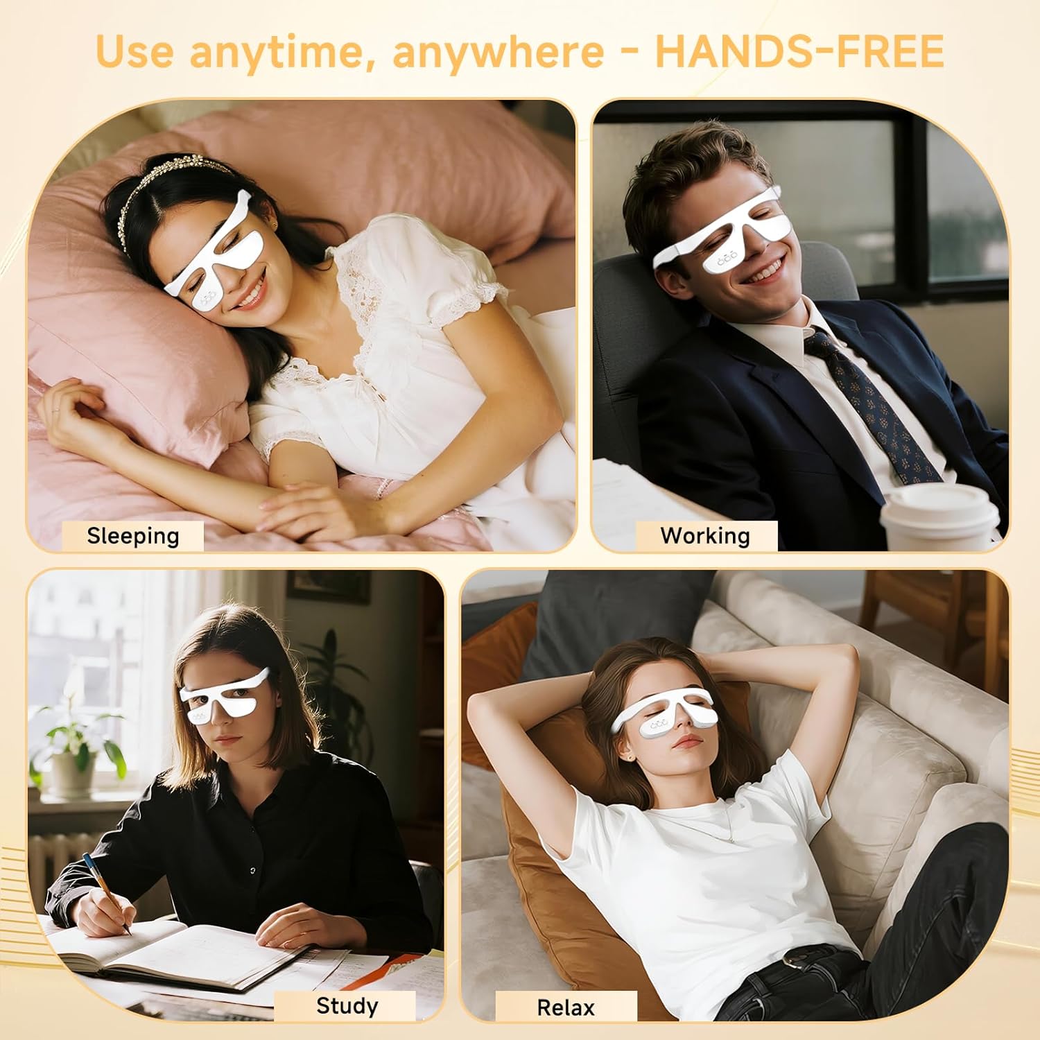 Under Eye Red Light Therapy Glasses, Eye Massager Devices for Relieve Eye Bag, Reducing Dark Circles and Puffiness, Smoothing Fine Lines with Microcurrent, Red-Light & Heat & Mood & Sleep Enhancement - Image 7