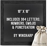 Vista 1 de Black Felt Letter Board 10"x10" Black Wooden Frame with White Letters Changeable Sign Boards for Home Decor Baby Announcement Letterboard With Stand