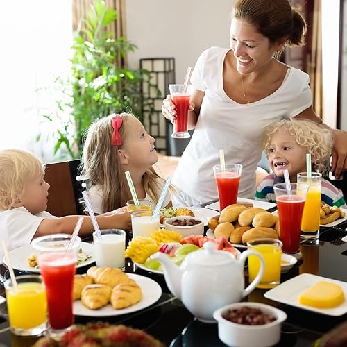 Miniatura 7 de 600 popotes gigantes para batidos, pajitas de té de burbujas, desechables de plástico, a rayas, envueltas individualmente, coloridas pajitas grandes