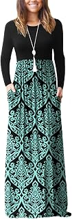Women's Long Sleeve Loose Plain Maxi Dresses Casual Long Dresses with Pockets