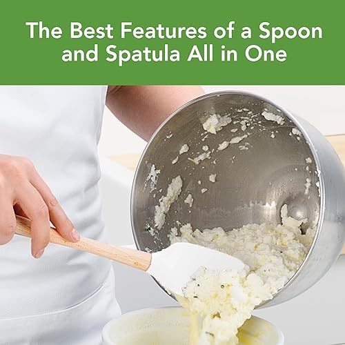 Miniatura 2 de Tovolo Cuchara de silicona con mango de madera para cocinar, mezclar, hornear, grande, resistente al calor, multifunción, cuchara de cocina, mango
