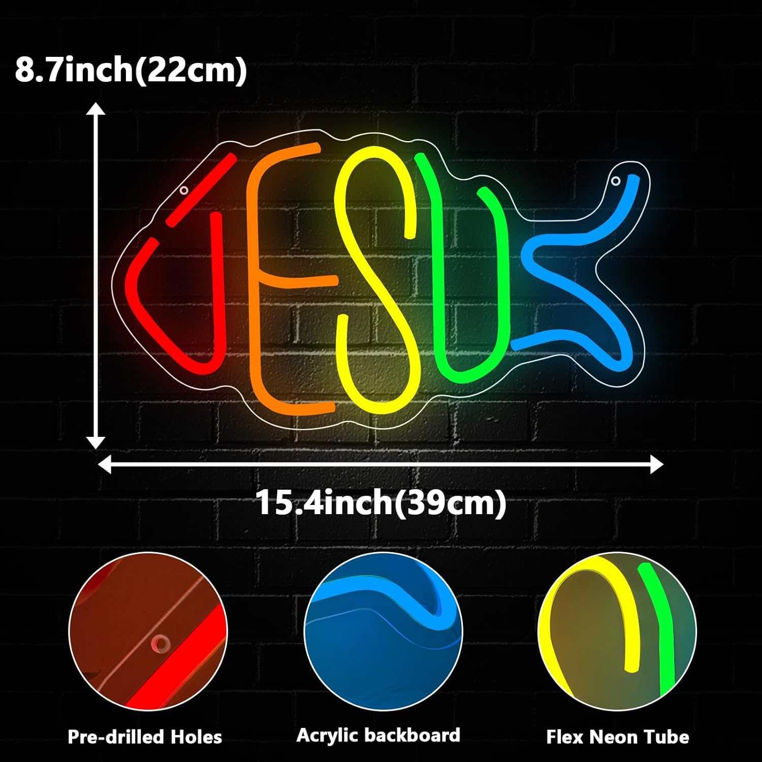 Jesus Neon Sign, Jesus Led Neon Light Signs for Wall Decor Christian Light up Sign Lamp Wall Art for Bedroom Home Christ Church Easter Religious Events Party Decor Dimmable USB Powered(15.4"*8.7")