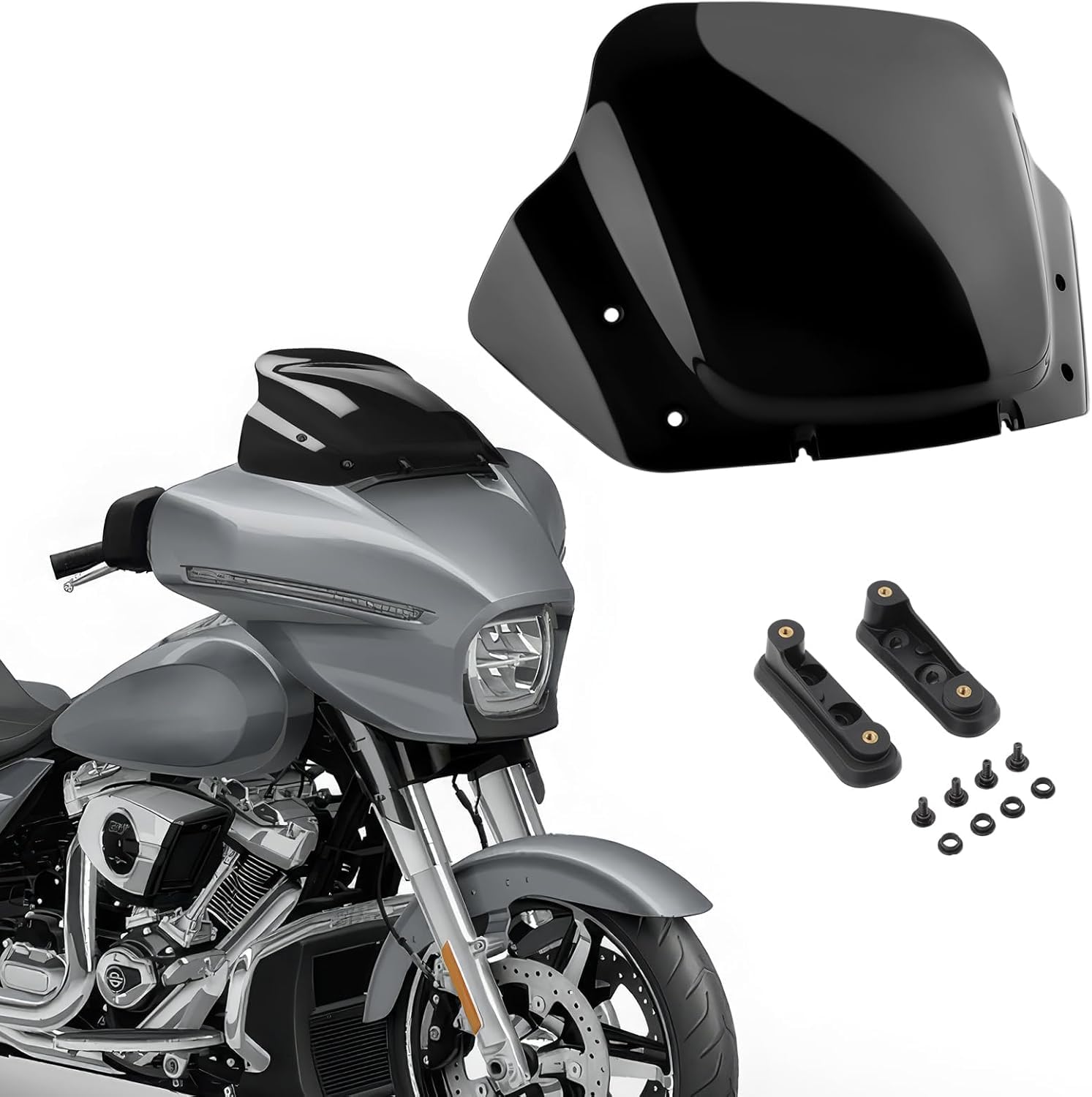 Black 14" Wave Windshield Windscreen Wind Splitter Compatible for Harley Davidson CVO Street Glide FLHXSE 2023-2024, Street Glide FLHX 2024-up