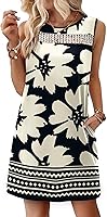 WIHOLL Women's 2026 Summer Lace Mini Tank Dress with Pockets - Beach Vacation Boho Sundress