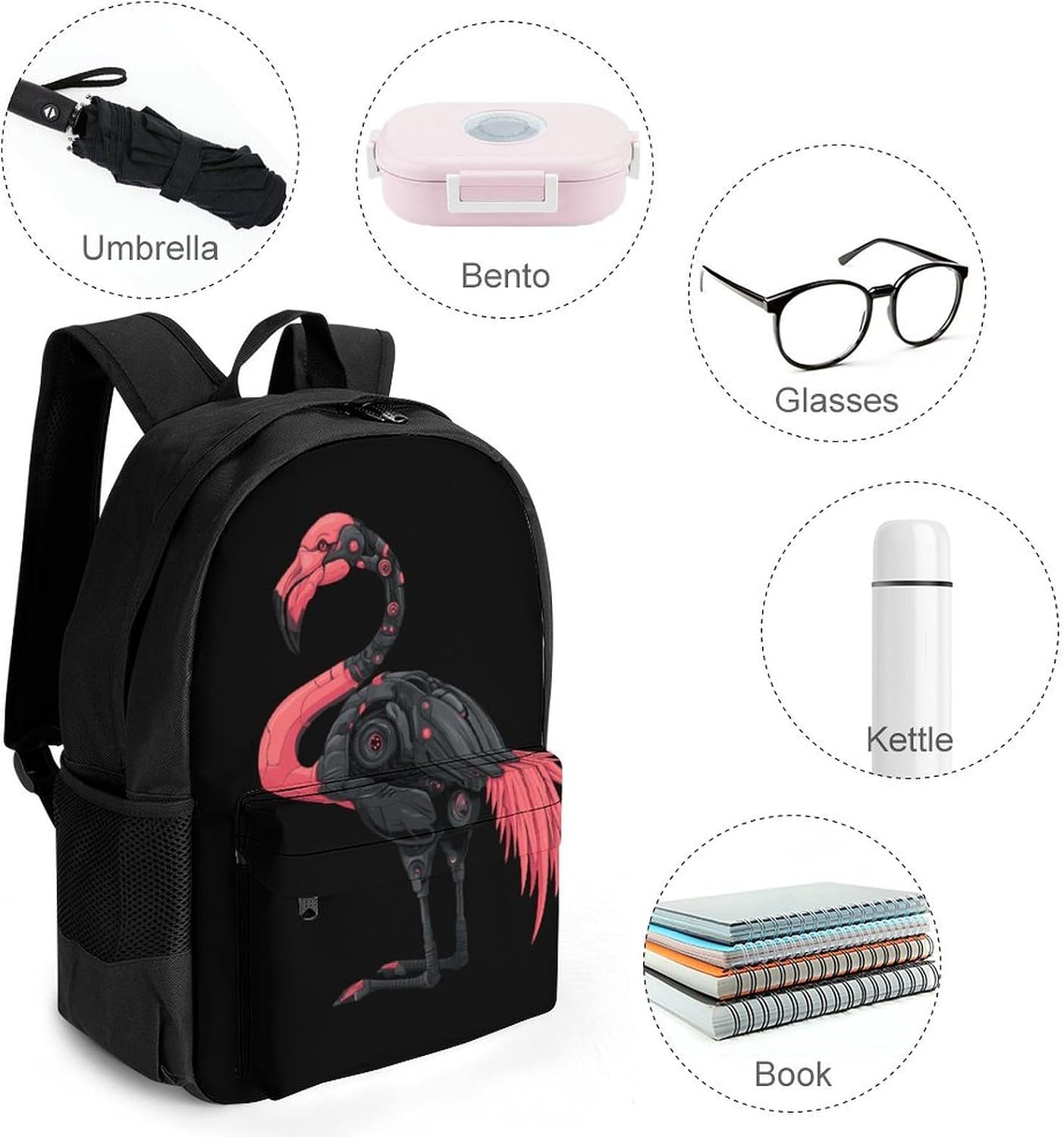 Cyber Flamingo Backpack Lightweight Backpacks Work Bag