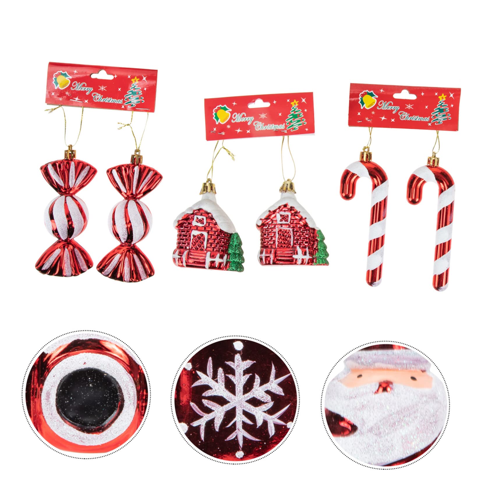 Ciieeo 30 Piezas decoración del árbol de Navidad Colgantes navideños Manualidades navideñas Decoraciones del árbol de Navidad Adorno Rojo decoración de árbol de Navidad de plástico