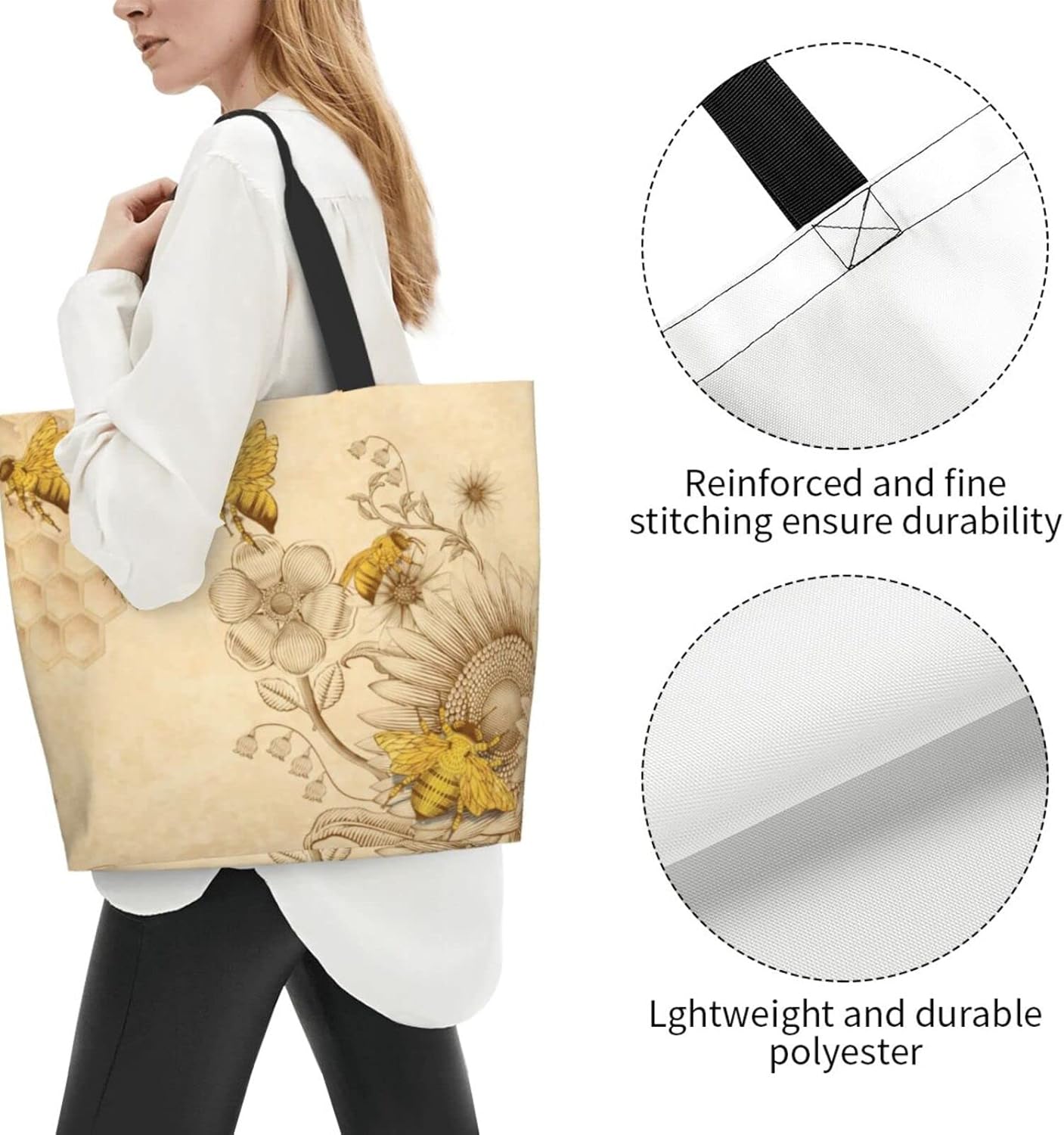 aportt Reusable Grocery Bag Large Shopping Tote Bag with Strong Handle Eco-Friendly - Image 4