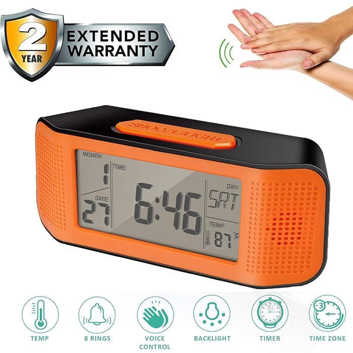 Buy Alarm Clock for Bedroom LCD Voice Battery Operated Travel Digital