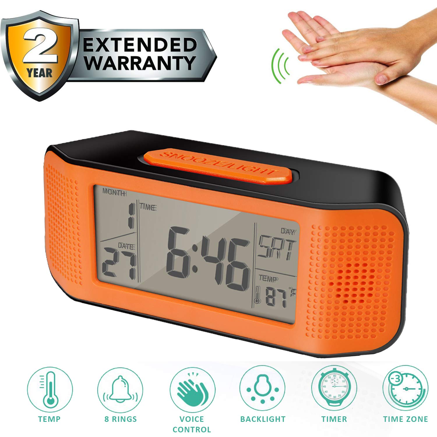 Buy Alarm Clock for Bedroom LCD Voice Battery Operated Travel Digital
