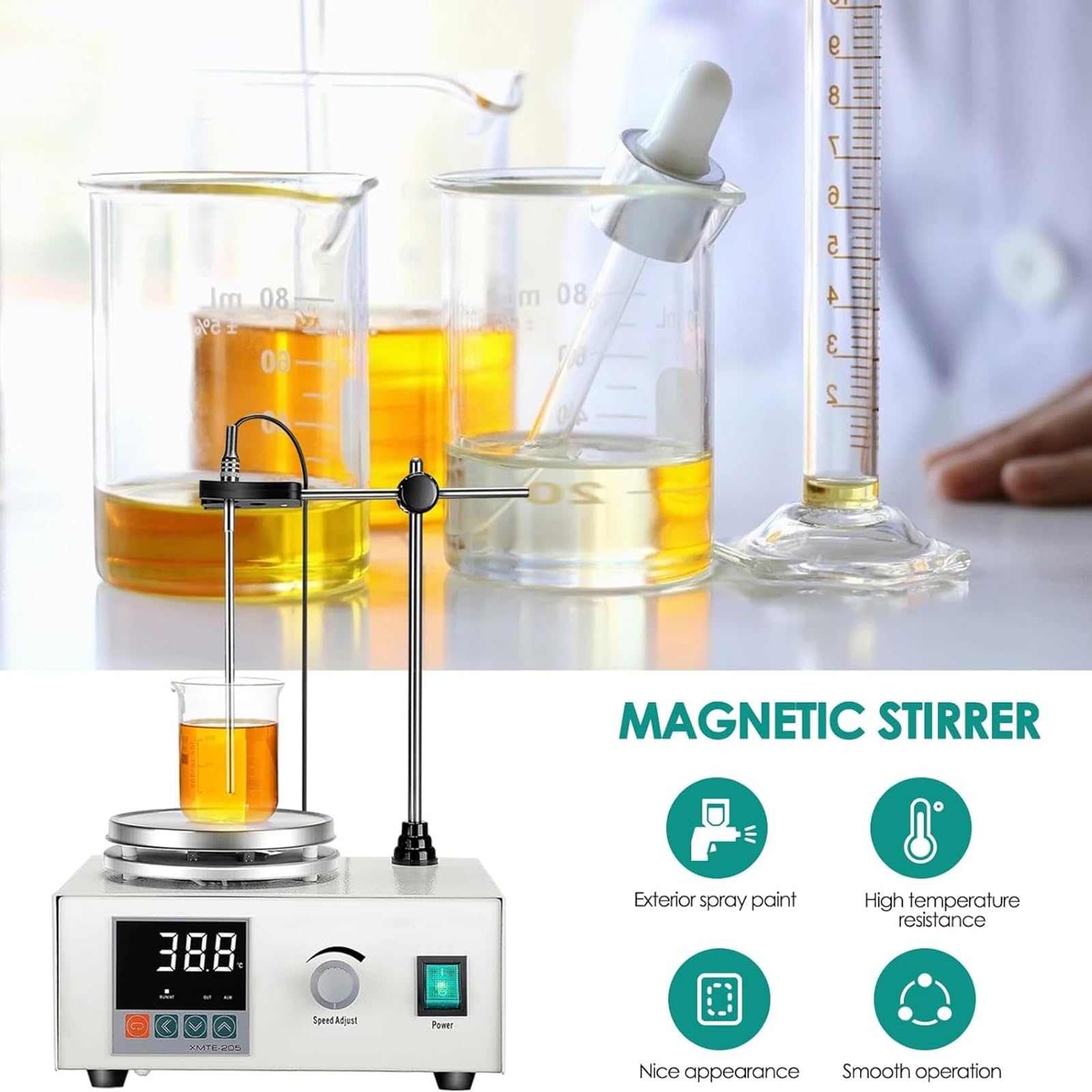 Genérico Agitador magnético de Calentamiento a Temperatura Constante, Mezclador de Placa calefactora con agitador magnético Digital, 2000 RPM, Capacidad de 50 a 1000 ml