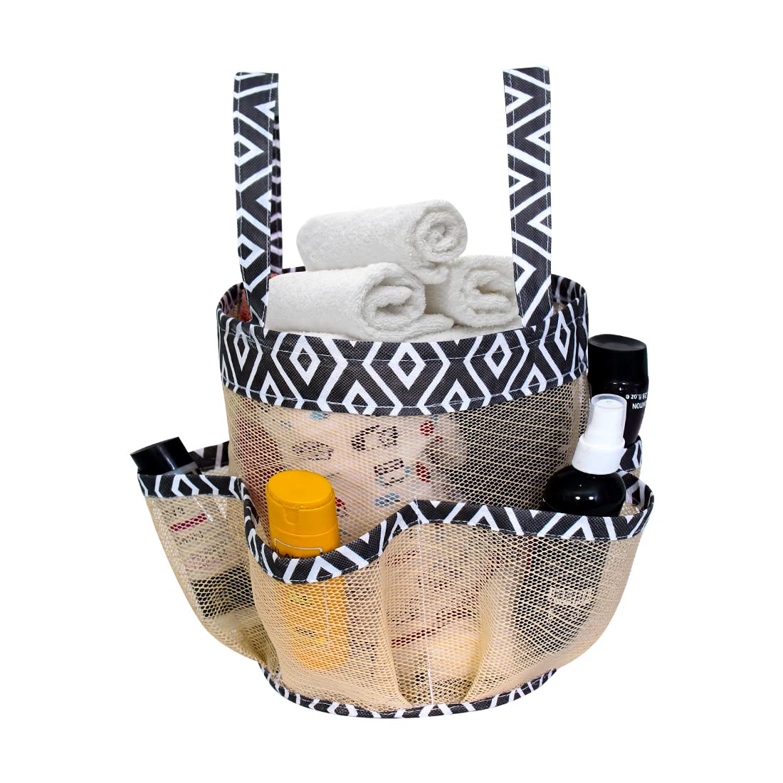 PRETTY KRAFTS Siatkowa torba pod prysznic z 8 kieszeniami, przenośna wisząca kosmetyczka dla mężczyzn i kobiet, szybkoschnący organizer do kąpieli w akademiku, do pokoju