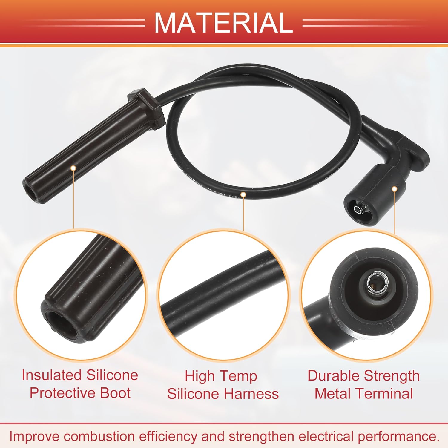 ACROPIX Car Spark Plug Coil Wires Ignition Coil Harness Cable 6.7mm Fit for Chevrolet Equinox Malibu Uplander 3.4L 3.5L No.89018131 - Pack of 6