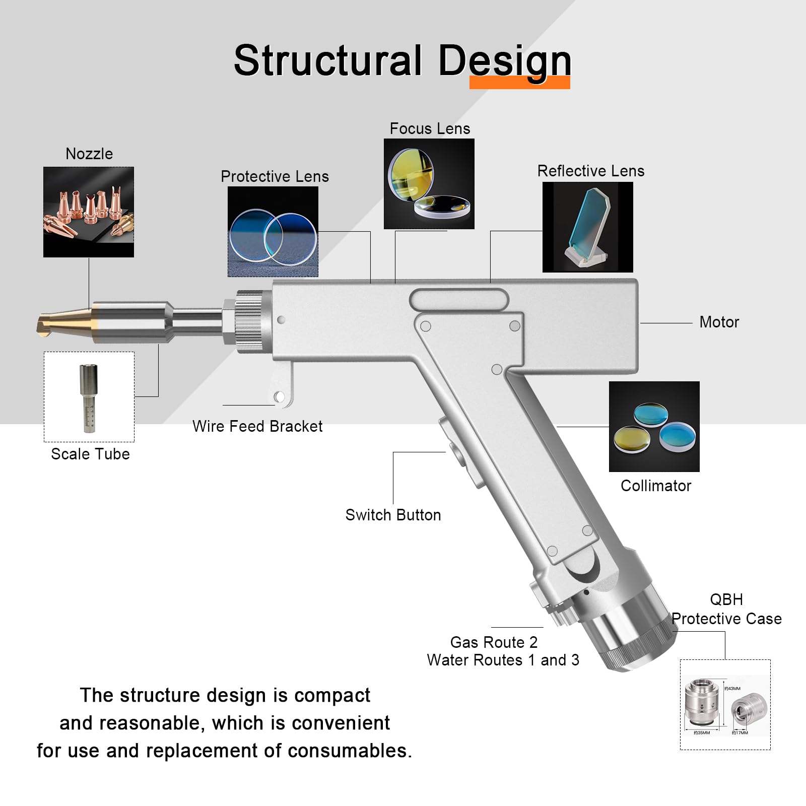 MCWlaser 2000W Handheld 3 in 1 Laser Welding Gun Laser Welder Gun for Laser Welder Cleaner Cutter Seam Weld Cleaner