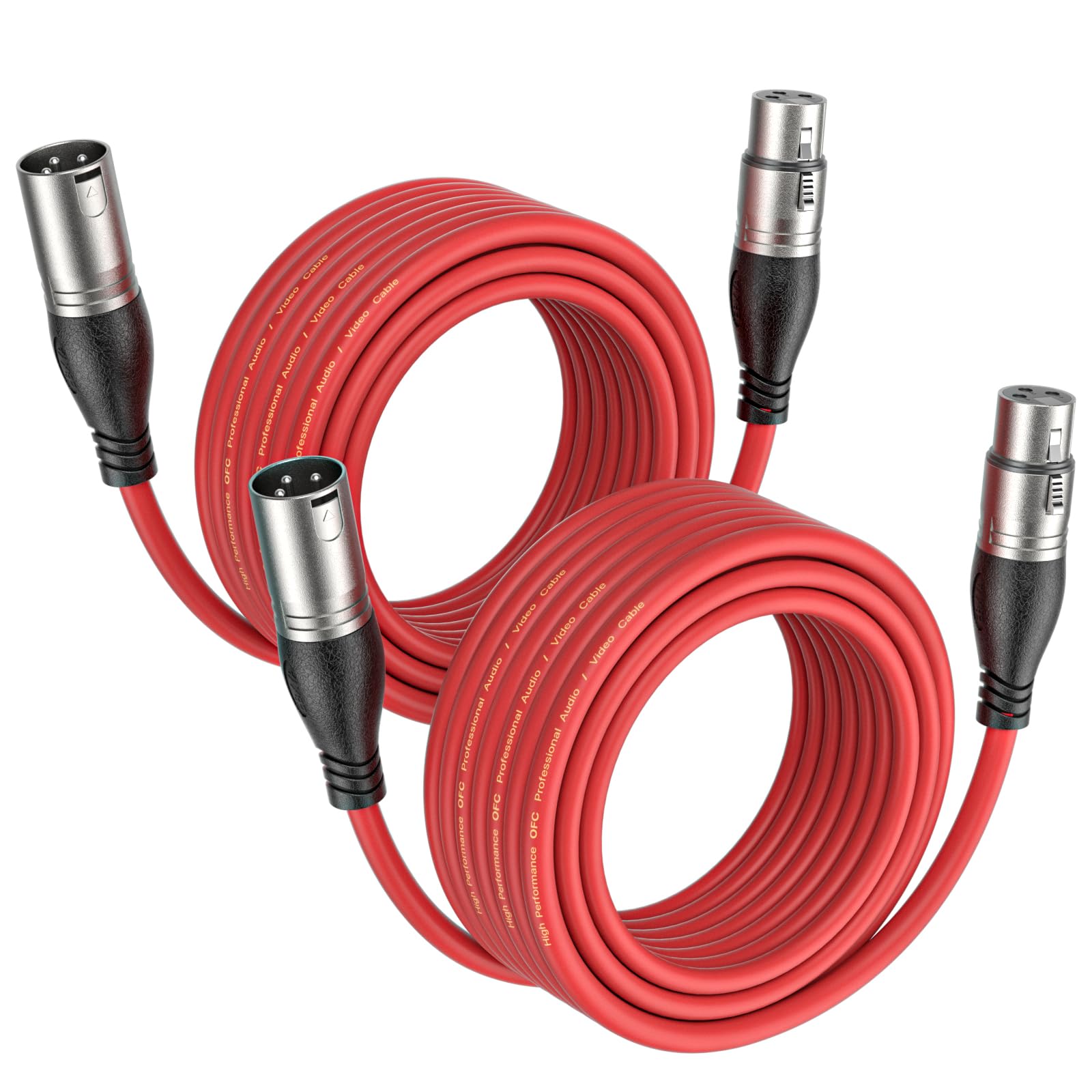 Cavo XLR Bilanciato 10m, 2 pacchi Cavo per microfono, Cavo da XLR 3 pin maschio a femmina, per registratore da studio, microfono, mixer, sistema di altoparlanti, alimentazione phantom