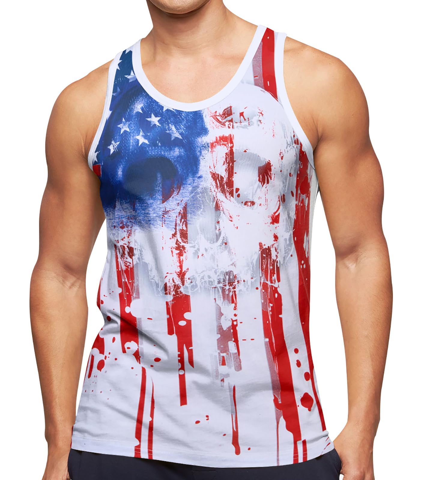 RAISEVERN Men's Tank Tops Summer Sleeveless Tee Cool Workout T-Shirts Beach Athletic Undershirts