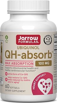 Jarrow QH-Absorb Ubiquinol 100mg CoQ10, Heart Health, 60 Softgels | High Absorption, Supports Mitochondrial Energy Production & Healthy Cardiovascular Function, Dietary Supplement