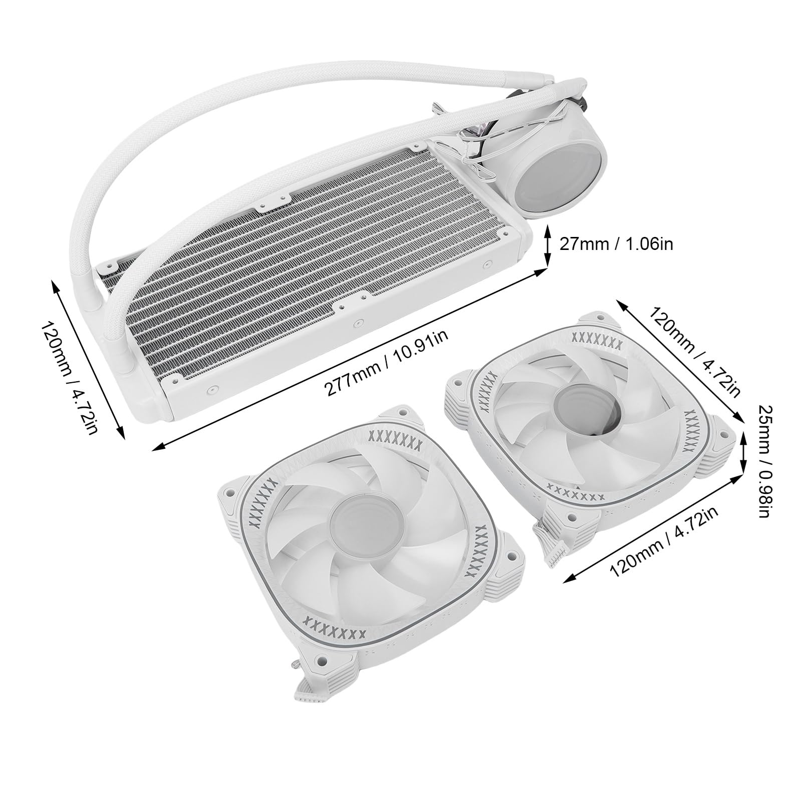 Asixxsix Chłodnica Procesora, 240 Mm Chłodnica Cieczy AIO z 2,2-calowym Wyświetlaczem LCD Podwójny Wentylator Oświetlenie ARGB dla LGA1851 1700 1200 115X 1366 2011 2066 AM5 AM4 AM3 AM3+ AM2 FM2 FM2+