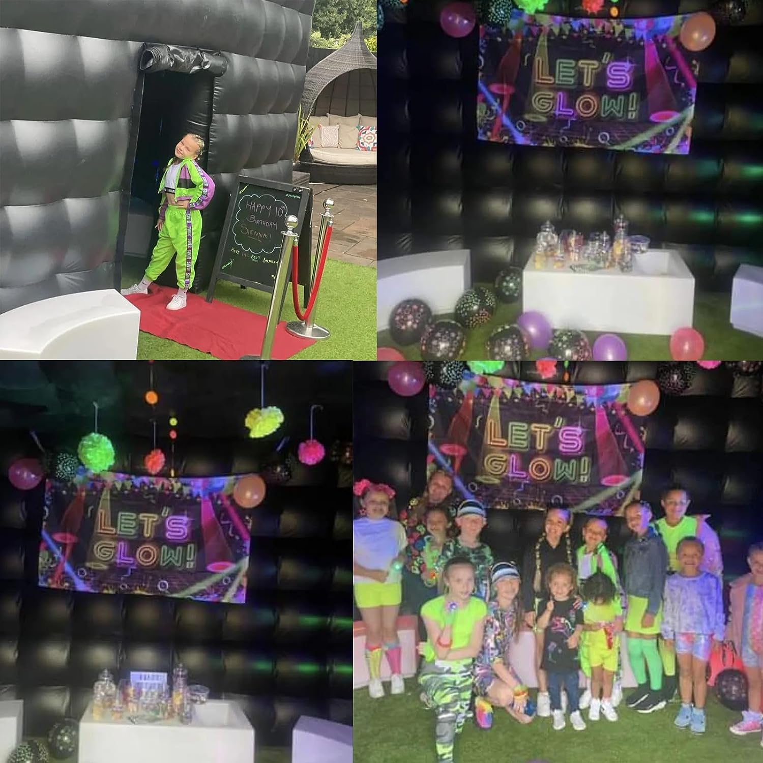 SAYOK Inflatable Nightclub Cube Tent Disco Light Nightclub Tent with LED Colour Lighting Suitable for Birthday Parties/Friend Gatherings/Family Celebration Parties