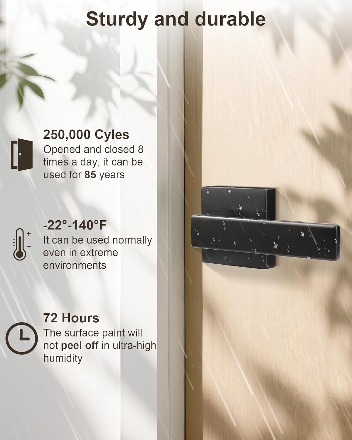 Probrico 10 Pack Passage Door Handle in Matte Black,Interior Closet Door Knobs for Hallway,Non-Locking Keyless Modern Door Lever Hardware,Reversible Left & Right Handed Door