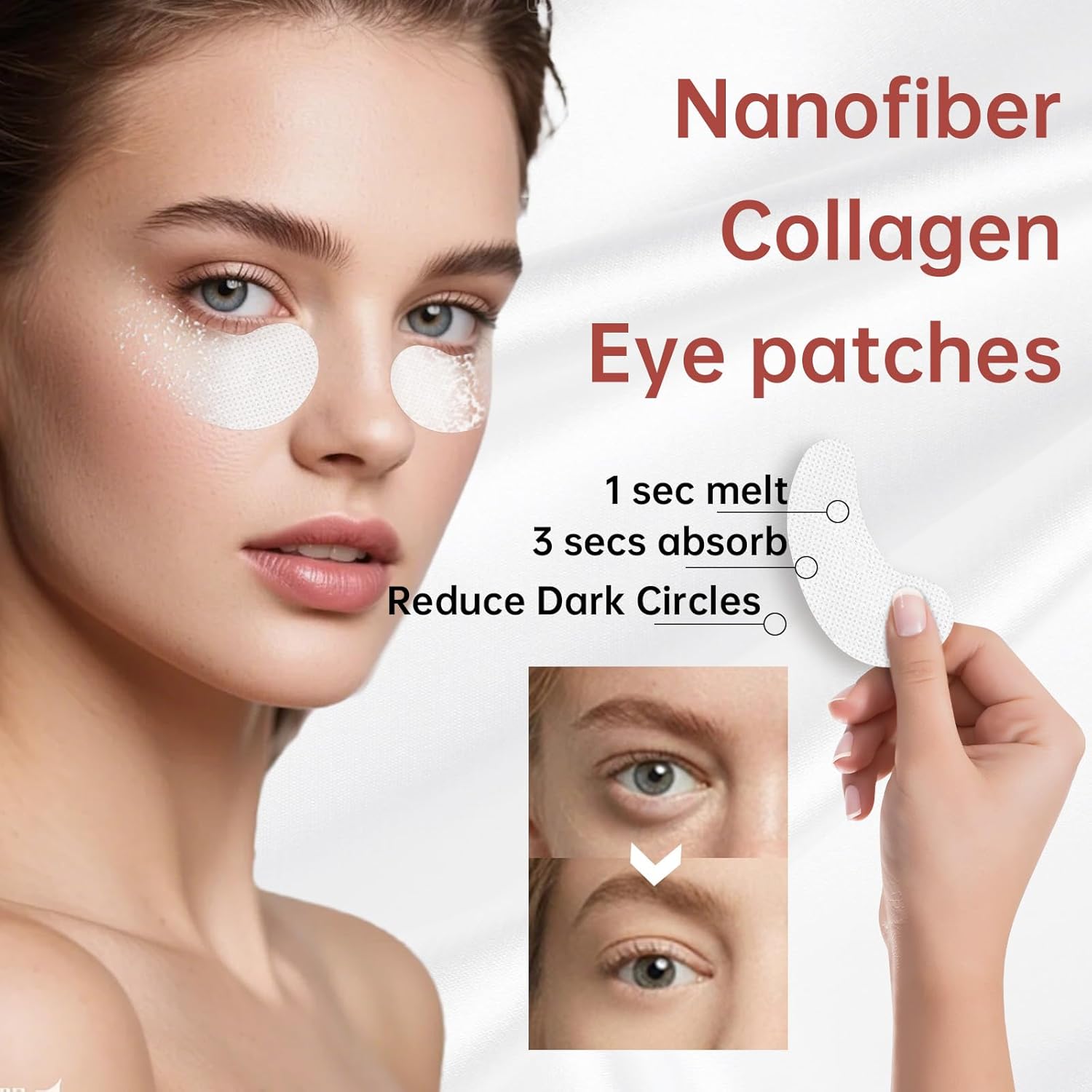 30 Pairs 3-Secs Melting Collagen Under Eye Patches with Vitamin C Serum, Under Eye Mask for Puffy eyes and Dark Circles | Retinol+Hyaluronic+Niacinamide+Ceramides,Korean Popular Eye Patches - Image 2