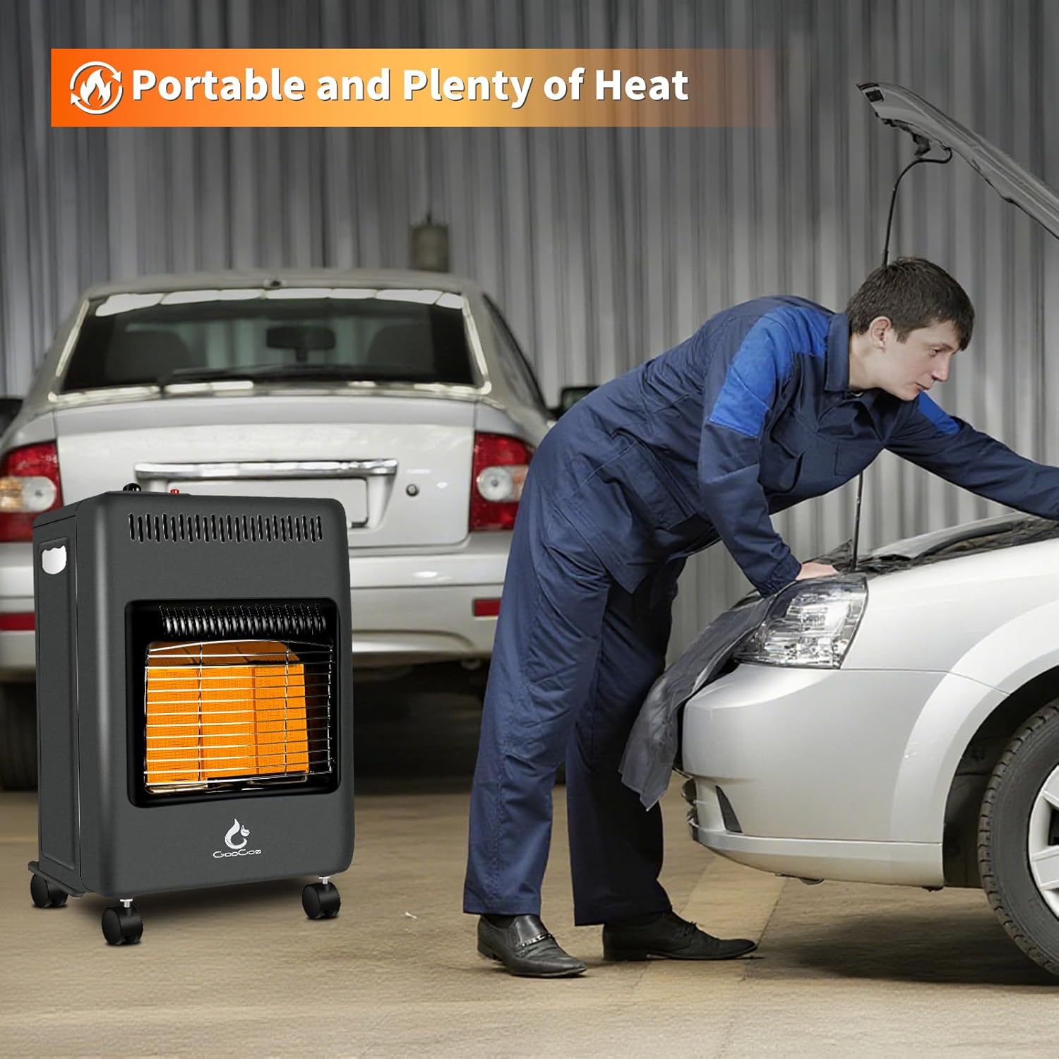 Propane Patio Heater, 18000BTU Portable Outdoor Heater, LP Gas Radiant Propane Heaters for Indoor, Garage, Camping, Shop