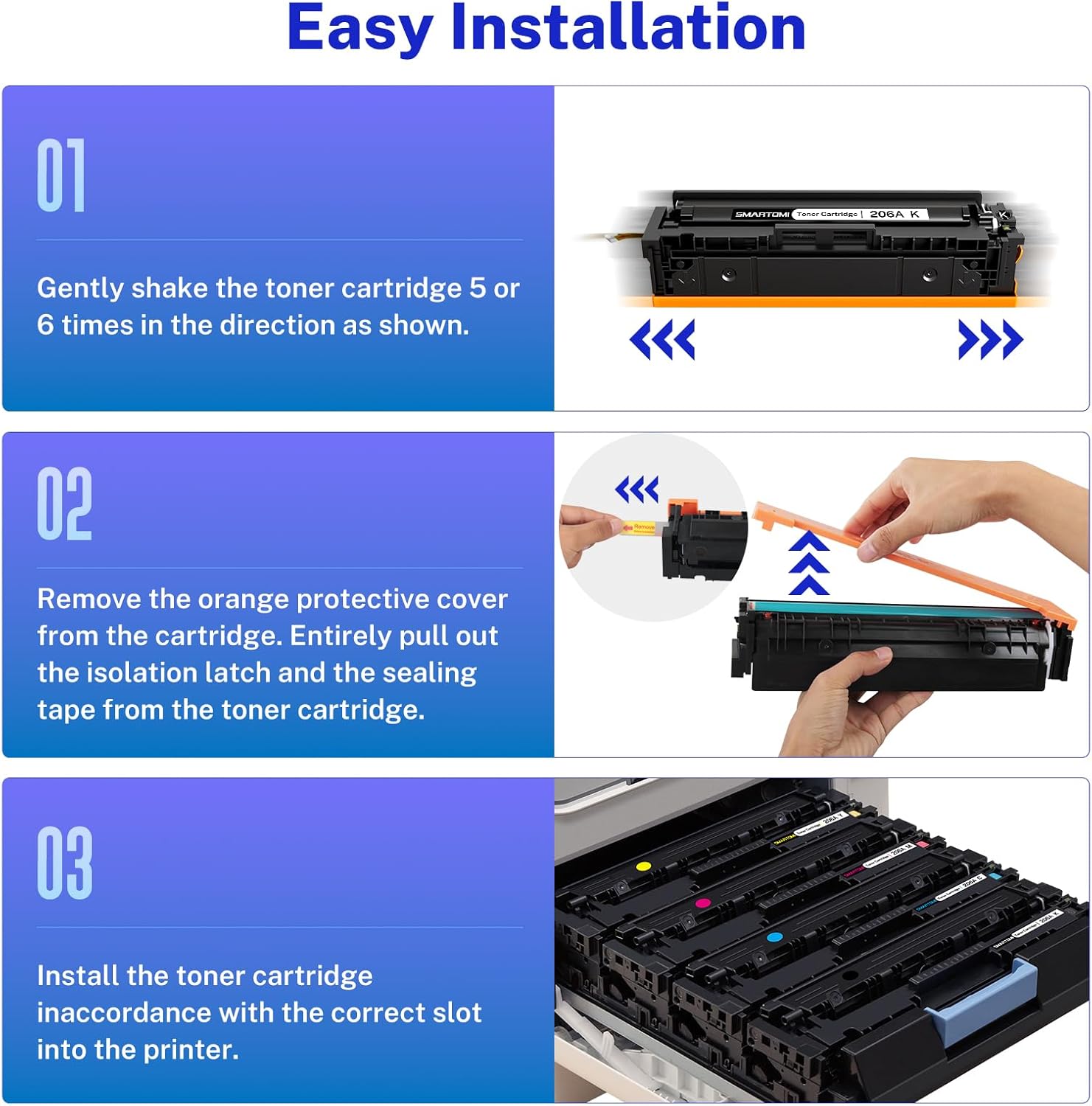 206A Toner Cartridges Compatible Replacement for HP Color Pro MFP M283fdw M283cdw M283fdn M282nw Pro M255dw Printer | W2110A W2111A W2112A W2113A 4-Pack
