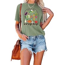 SAUIVD This is My Crops Top Shirts for Women Funny Vegetables Lover Gift for Gardener Short Sleeve Gardening Casual Tee