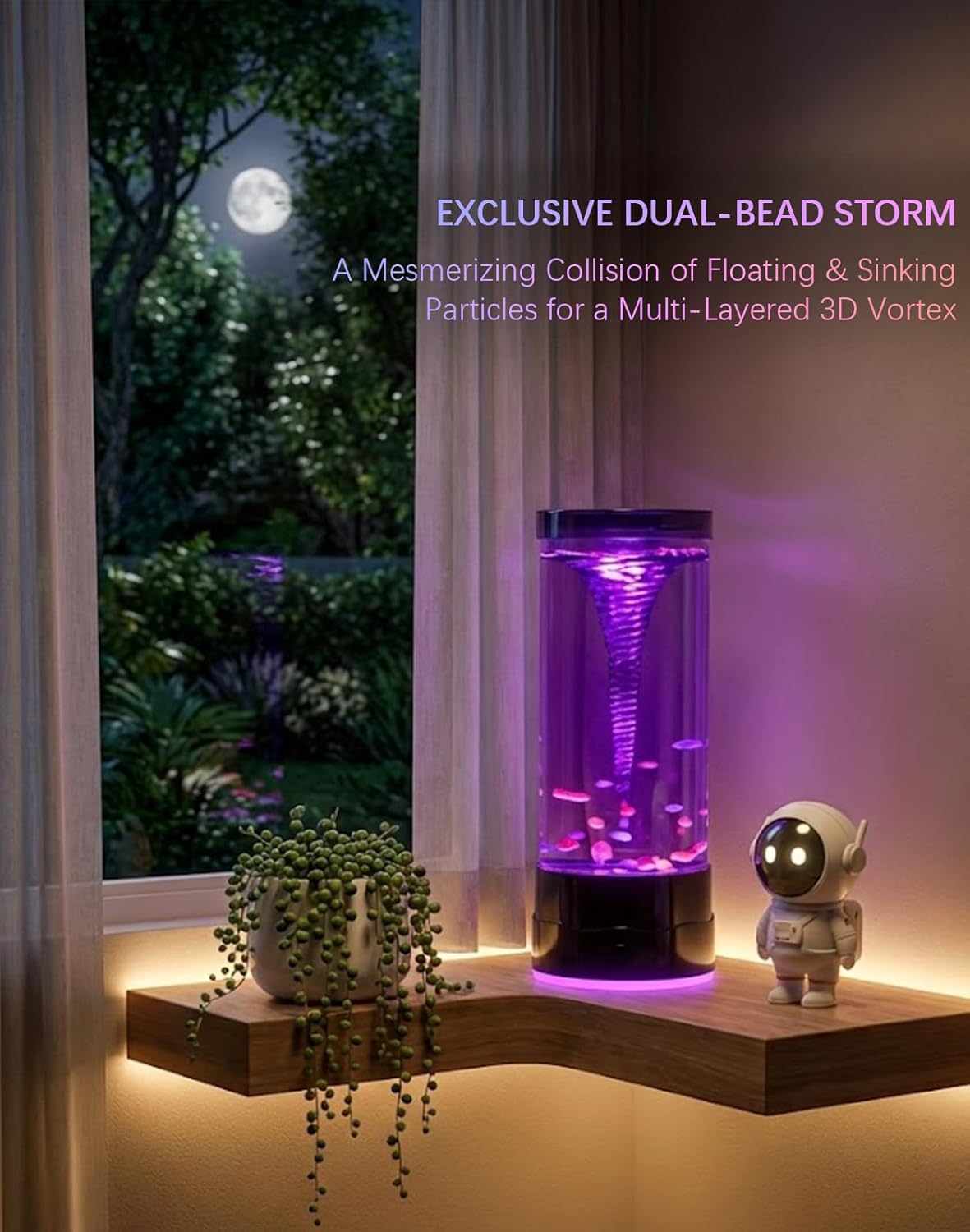 SUNDISC Tornado Lamp - Novelty LED Sensory Liquid Motion Night Light, Exclusive Dual-Bead & Quiet Motor, Cool Tech Gifts for Men Women Teens, Unique Desk Gadgets for Gaming Room, Office, Decor - Image 3