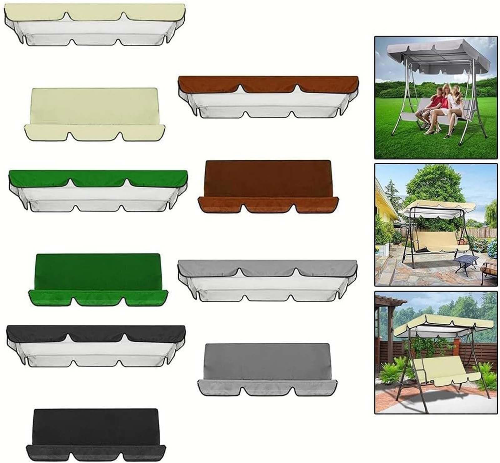 Set di ricambio per dondolo da giardino, tessuto Oxford 210D, 3 posti, impermeabili, resistenti al sole, per protezione dei mobili da esterno