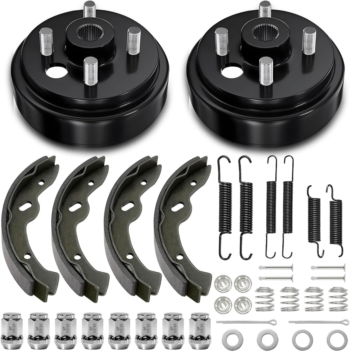 EZGO TXT Brake Hub Drum Maintenance Kit for 1997-2008 EZGO TXT Electric Vehicles, Includes Brake Drums Brake Shoes Spring Kits, OEM# 19186G1 70794G01 70795G01, Not Fit Gas Models