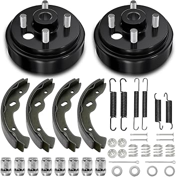 EZGO TXT Brake Hub Drum Maintenance Kit for 1997-2008 EZGO TXT Electric Vehicles, Includes Brake Drums Brake Shoes Spring Kits, OEM# 19186G1 70794G01 70795G01, Not Fit Gas Models