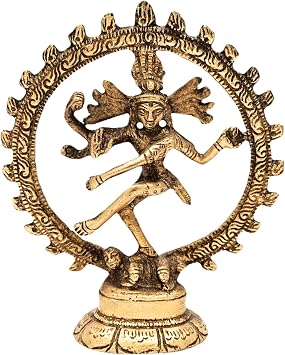 Exotic India Brass Dancing Nataraja Idol Statue | Religious Natraj Shiva Home Decor Spiritual Pooja Mandir Temple & Gift for Home, Office, Table Decoration