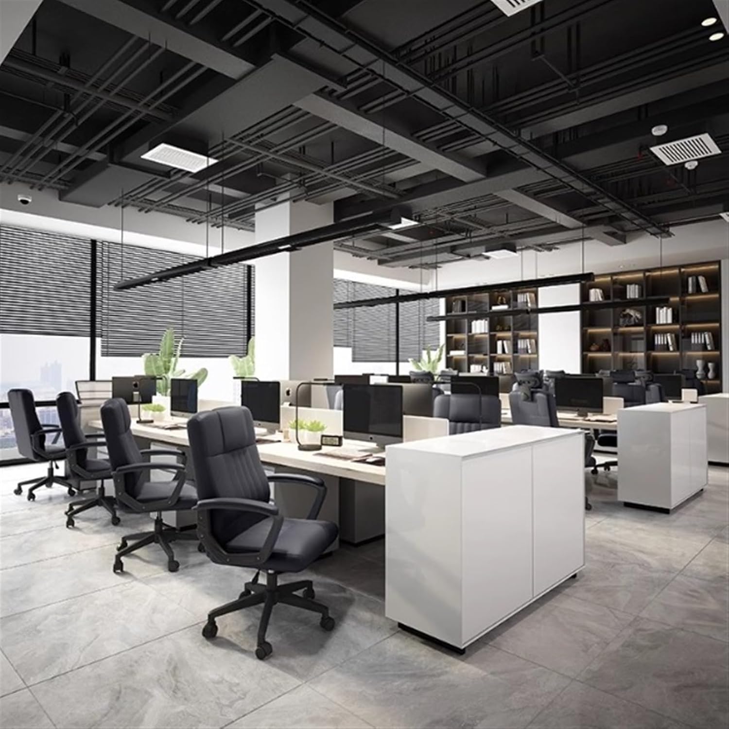 オフィスチェア オフィスデスクチェア 人間工学に基づいたPUレザーオフィスチェア、高さ調節可能、回転式ローリングワークスタディチェア