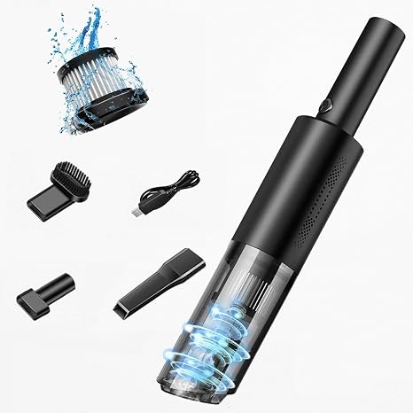 Amazon.com: Aspirador portátil de mano sin cable, portátil con filtro HEPA  reemplazable, 120 W 6000 Pa Mini USB recargable húmedo seco aspiradora  doméstica para el hogar pelo de mascotas y coche, negro :