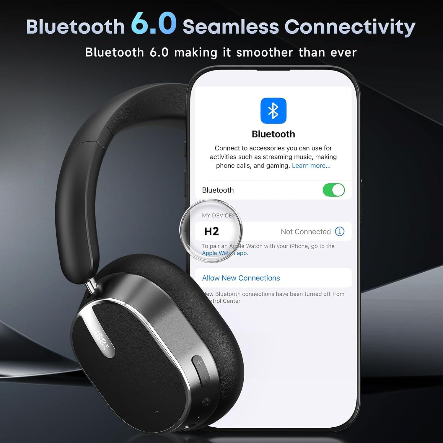 Bluetooth-Kopfhörer mit hybrider aktiver Geräuschunterdrückung, Kabellose Over-Ear-Kopfhörer mit Bluetooth 6.0, 120 Stunden Akkulaufzeit, Hi-Res-Audio, Kraftvollen Bässen und Ohrpolstern aus