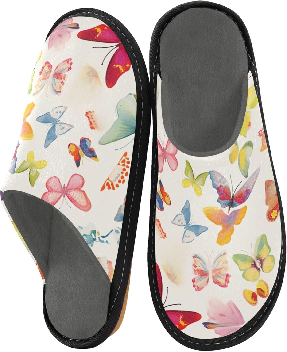 Butterfly House Slippers – Cozy Fuzzy Slippers for Guests, Washable & Disposable, Perfect for Shoeless Home, Spa & Hotel Use A111338