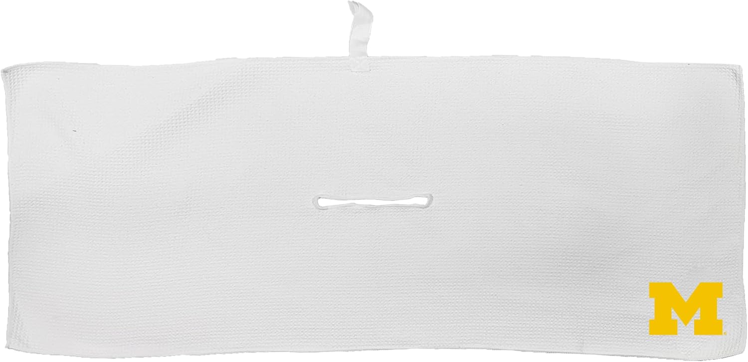 Team Golf NCAA NCAA Microfiber Towel - 16" X 40" (White) with Carabiner Clip, Premium Microfiber with Deep Waffle Pockets- Superior Water Absorption and Quick Dry Golf Cleaning Towel