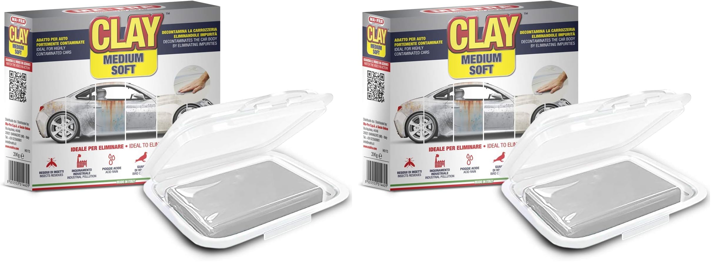 Mafra Clay Luz – Barra de luz para carros ligeros, color claro, dureza: medio duro (Paquete de 2)