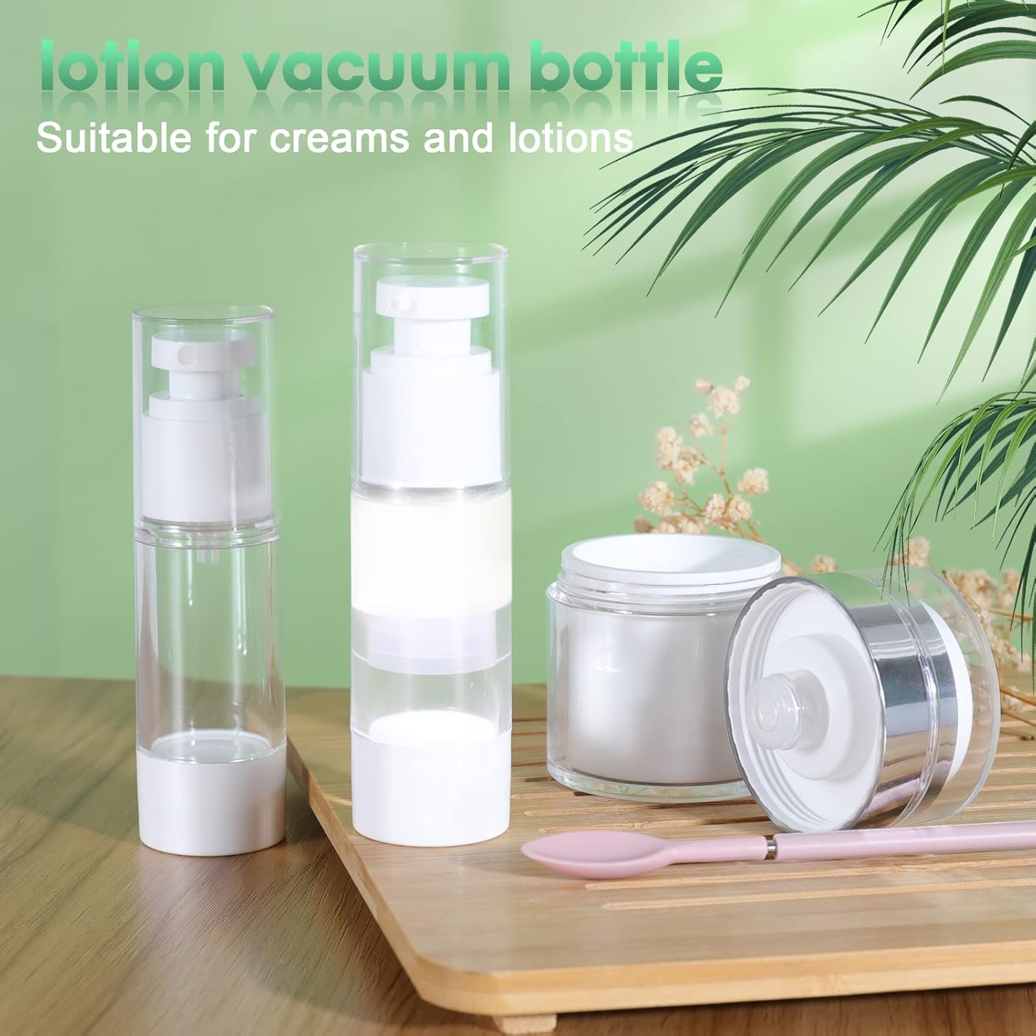Airless Pump Jar, Vacuum Cream Jar Airless Pump Bottles Vacuum Bottle Portable Lotion Dispenser, Empty Refillable Travel Containers for Toiletries Face Cream Pot for Makeup Essence Moisturize : Beauty & Personal Care