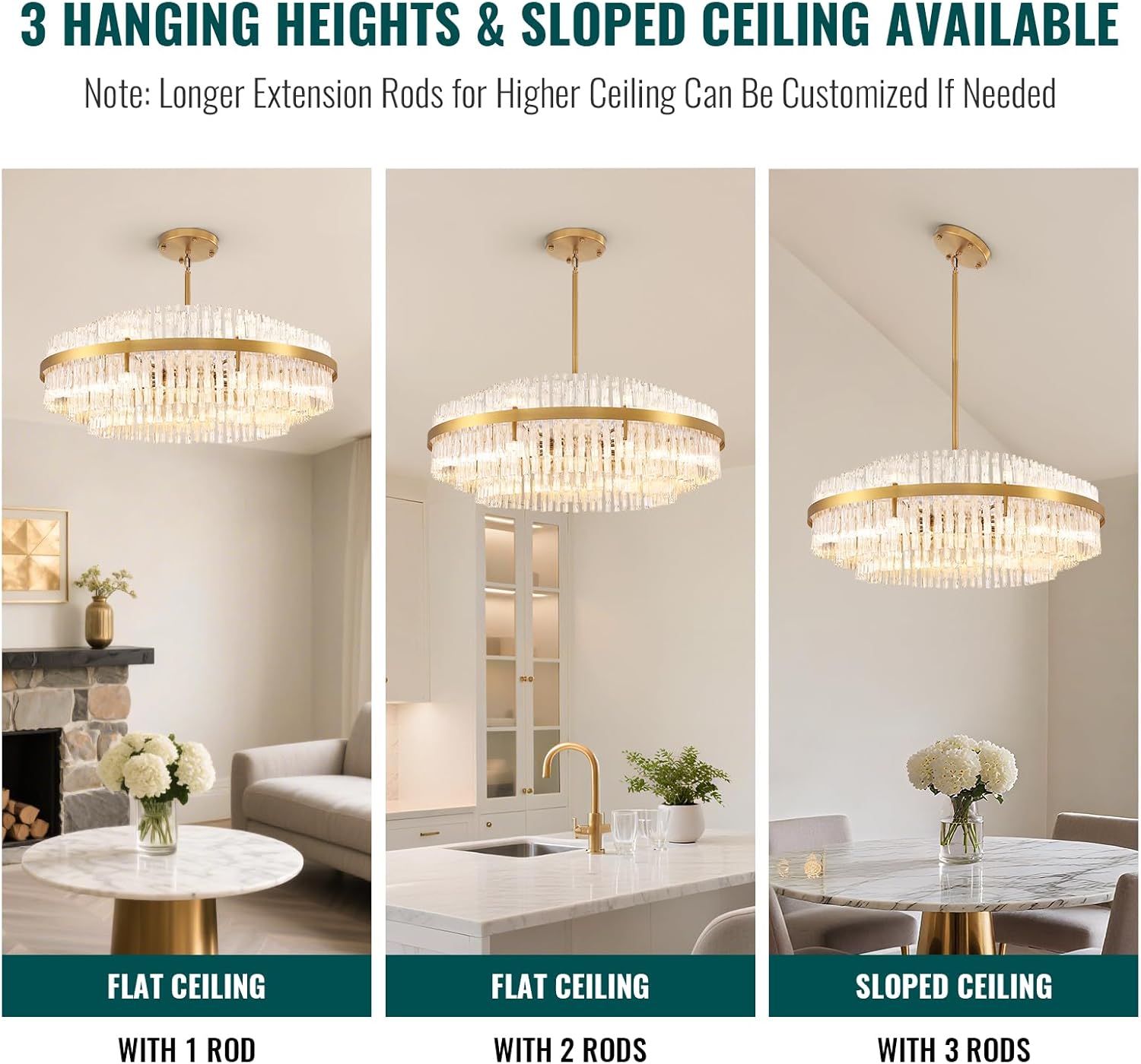 Siljoy 24-Light Modern Crystal Chandelier, Large Gold Round 3-Tiers Raindrop Crystal Chandelier, Luxury Dimmable Flush Mount Pendant Ceiling Light Fixture for Living Dining Room Entry Foyer D39.4''