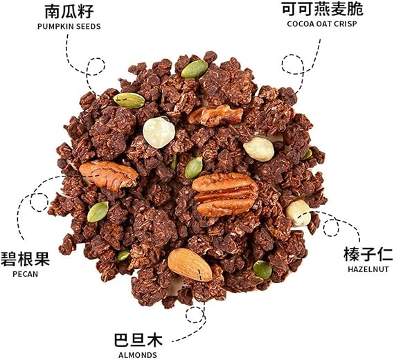 Hazelnut Dark Chocolate Baked Oatmeal 100g/bag Instant Crisps(3pcs)