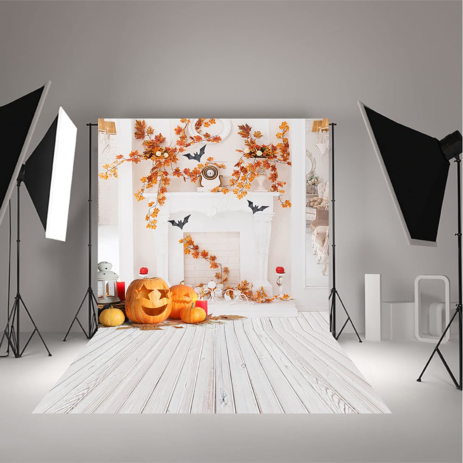 Avezano Halloween Photography Backdrop Horrible Pumpkin Graveyard Full