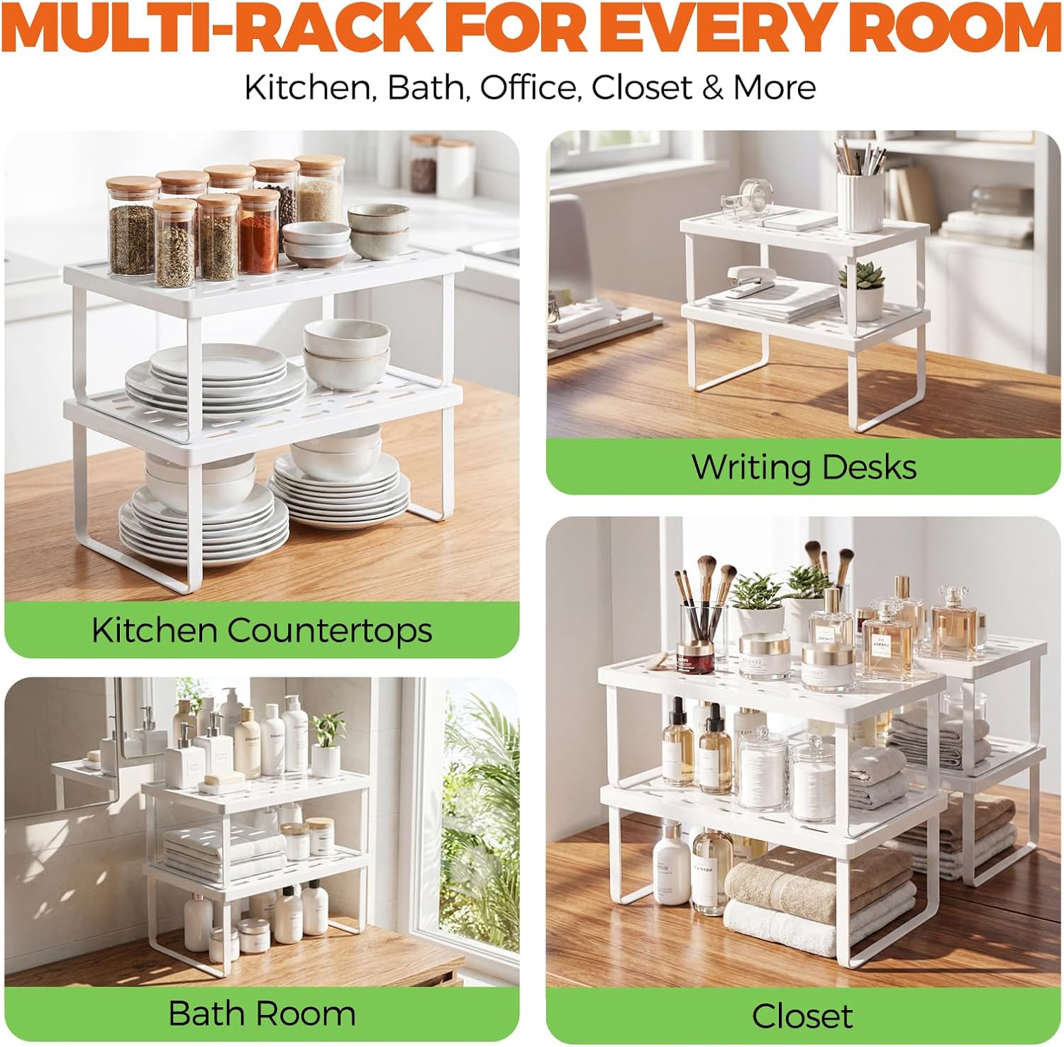Cabinet Organizer Shelf, Countertop Risers, Kitchen Storage Rack