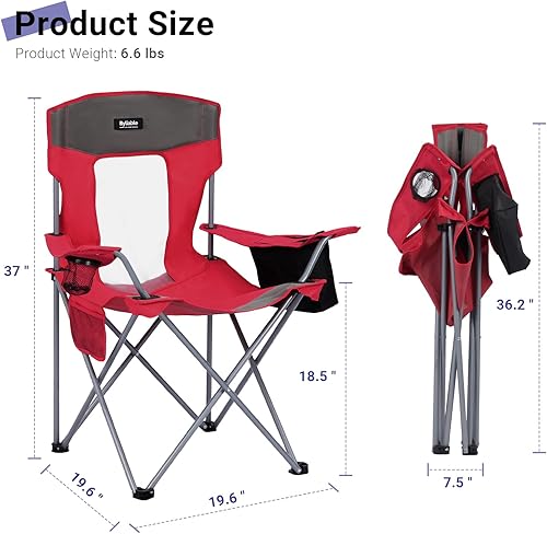 Miniatura 3 de Silla plegable de camping al aire libre, portátil, ligera, sillas plegables para campamento para adultos al aire libre con soporte para tazas, bolsa