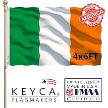 Ireland Flag 4x6 FT 100% Made in The USA-Heavy Duty Vibrant Colors Double Sided Irish National Flag with 2 Brass Grommets for Home/Company/Indoor Outdoor Decoration