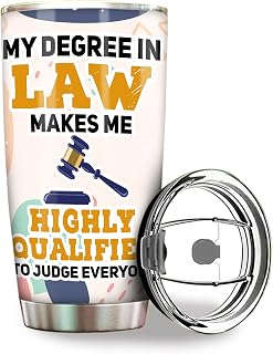 Lawyer Tumbler Stainless Steel 20oz, My Degree In Law Make Me Judge Everyone Funny Lawyer Gift For Birthday Christmas, Legal Gifts For Women Men, Attorney Tumbler Wrap