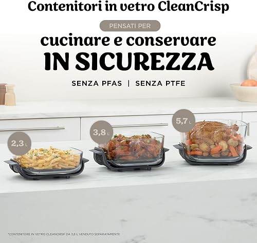 Ninja CRISPi PRO XL Glass Air Fryer (Air Fryer) - 5 Preset Preparation Functions - Includes CleanCrisp Glass Container (5.7L & 2.3L) and Storage Lid - White AS090EUWH - 9