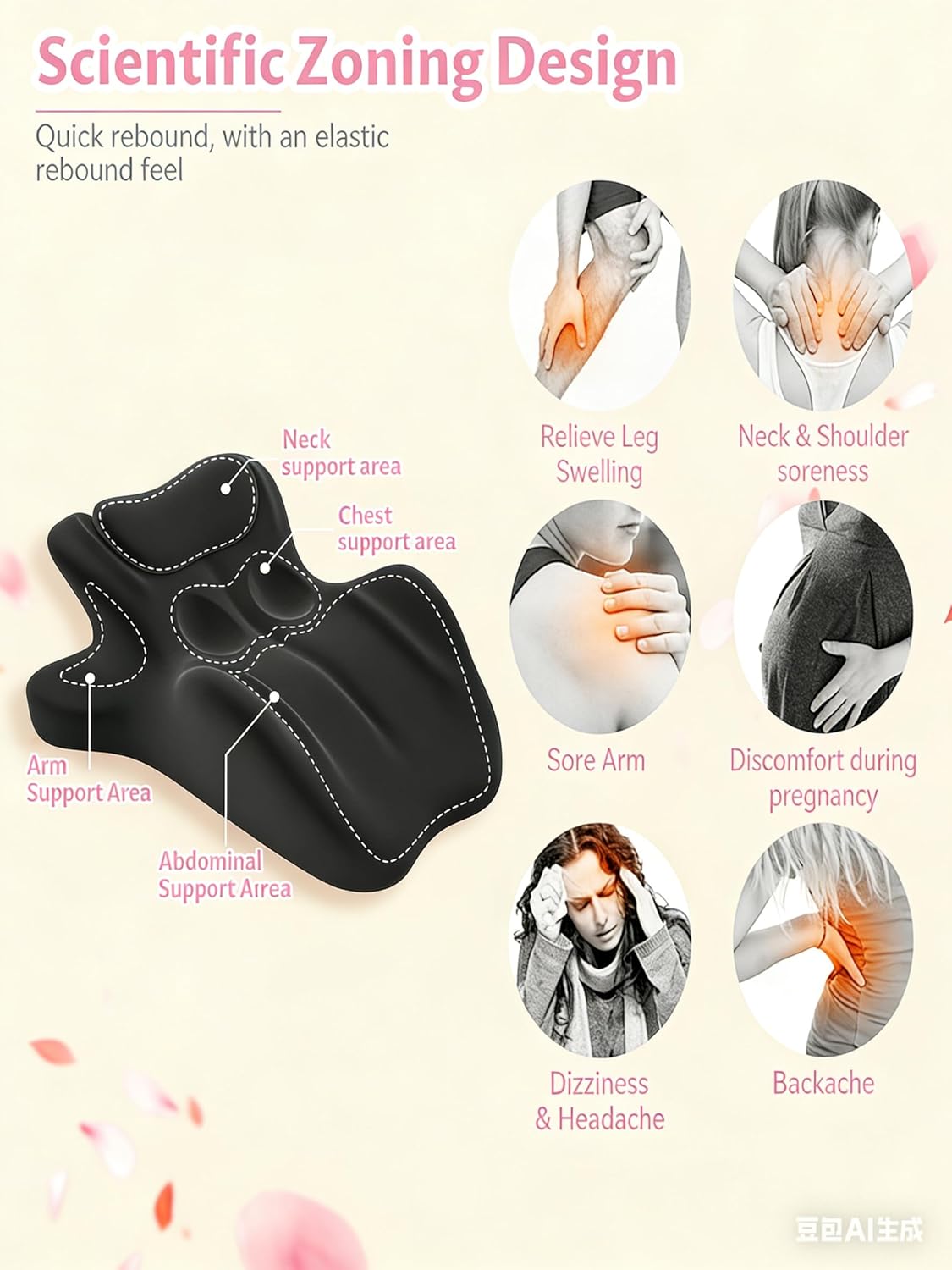 Moodie Pillow, 27° Degree Pillow, Wedge Pillow Enjoy Again, Hip & Back Support Instantly, Multi-Purpose Memory Foam Comfort Discreet Wedge Pillow (Black)