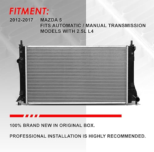 Vista 99 de Auto Dynasty Radiador compatible con 06-10 Mazda 5 2.3L AT, DPI 2894 Radiador de enfriamiento de 1 fila estilo fábrica, núcleo de aluminio